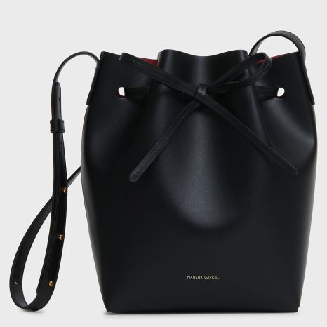 Women's Mansur Gavriel Apple Leather Mini Bucket Bags Black | AU 0416DJ